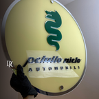 Cartel acrílico circular multicapa con logo sin luz