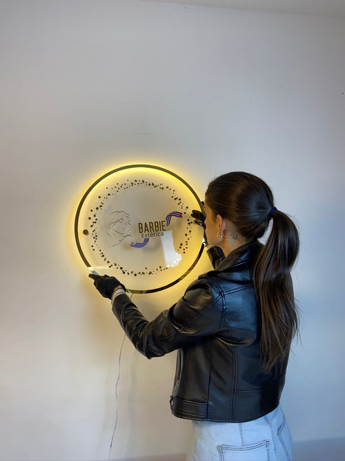Cartel acrílico Circular con led Cálido al contorno