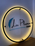 Cartel acrílico Circular con led Cálido al contorno